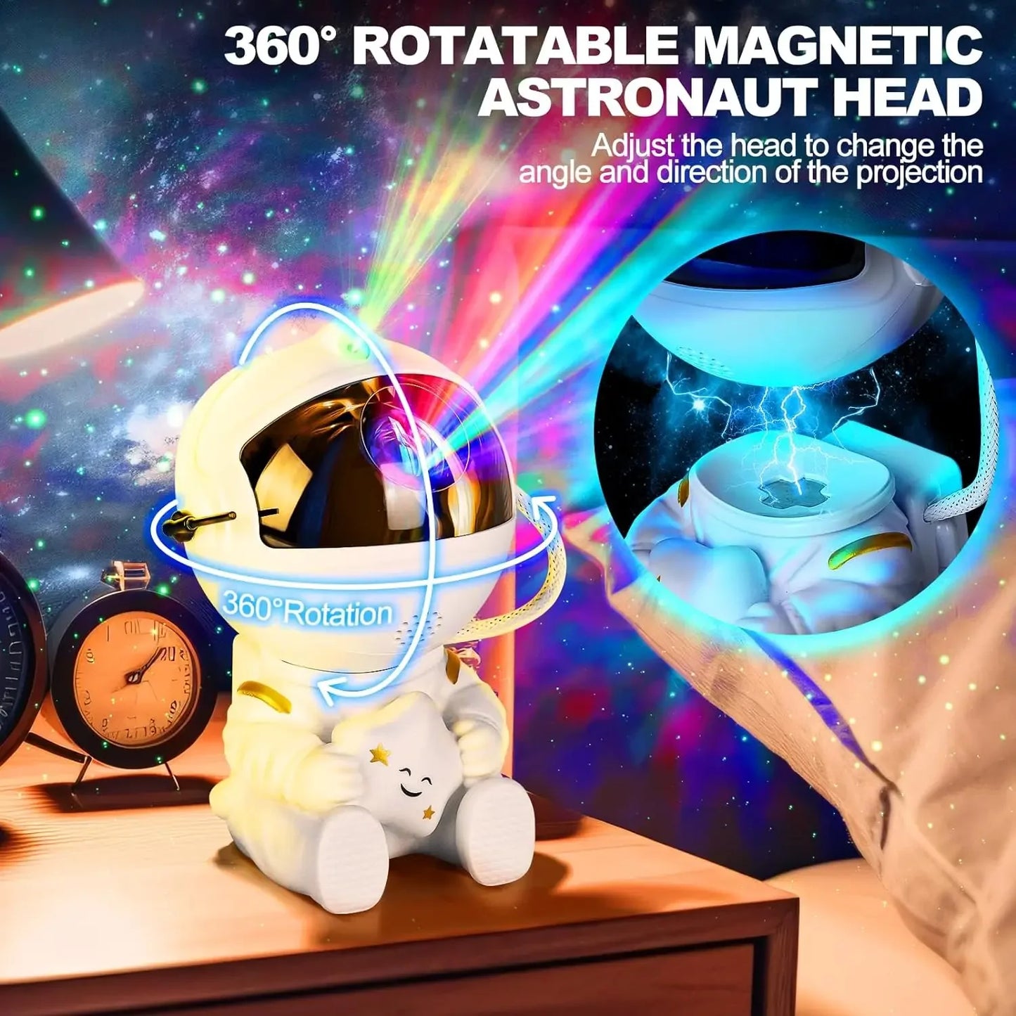 Astronaut Galaxy Star Projector – 8-Mode Starry Night Ceiling Lamp with Remote