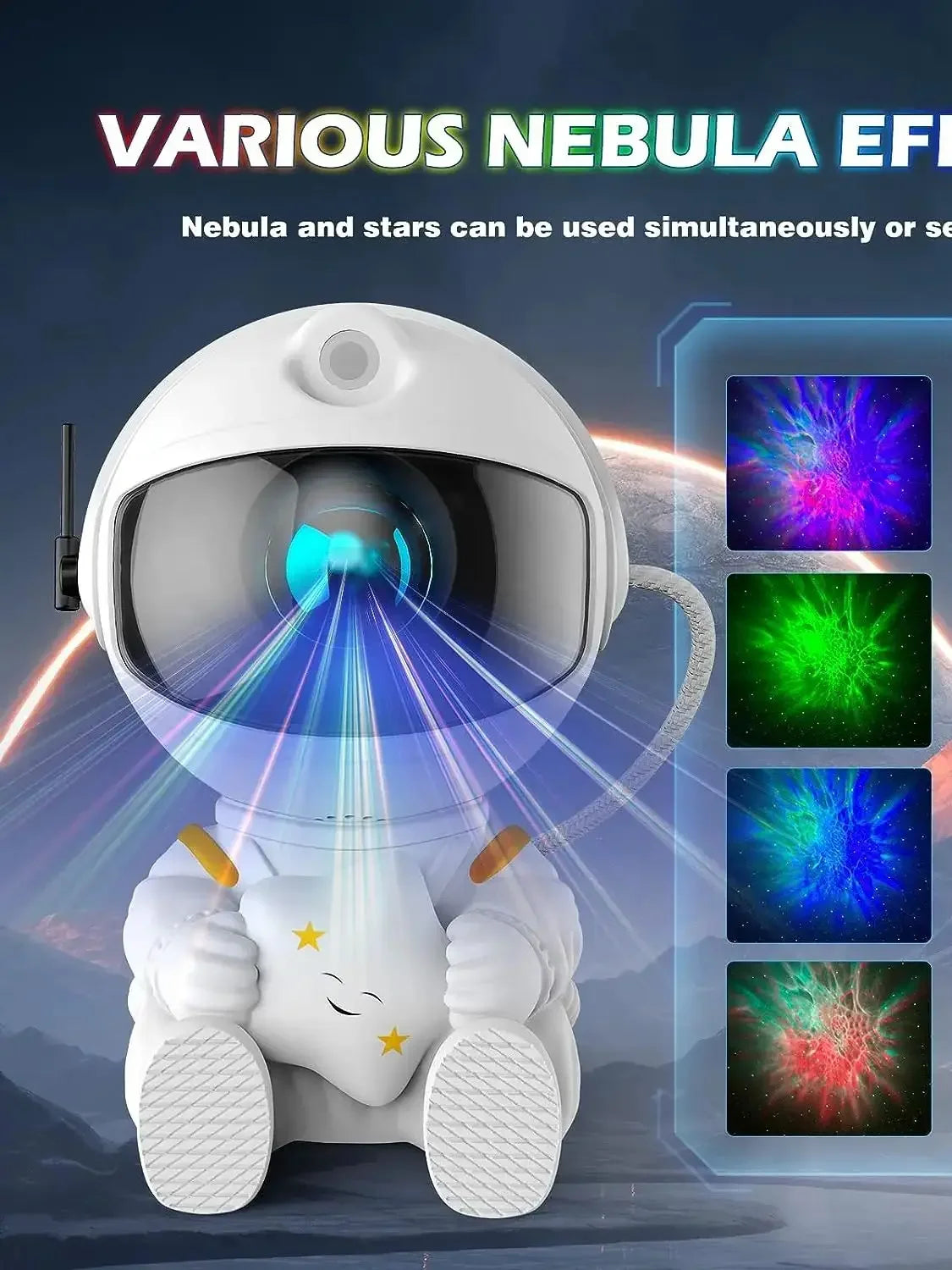 Astronaut Galaxy Star Projector – 8-Mode Starry Night Ceiling Lamp with Remote