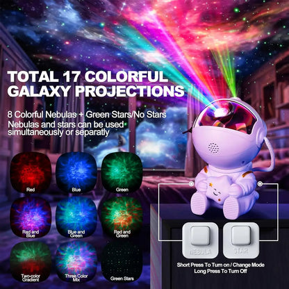Astronaut Galaxy Star Projector – 8-Mode Starry Night Ceiling Lamp with Remote